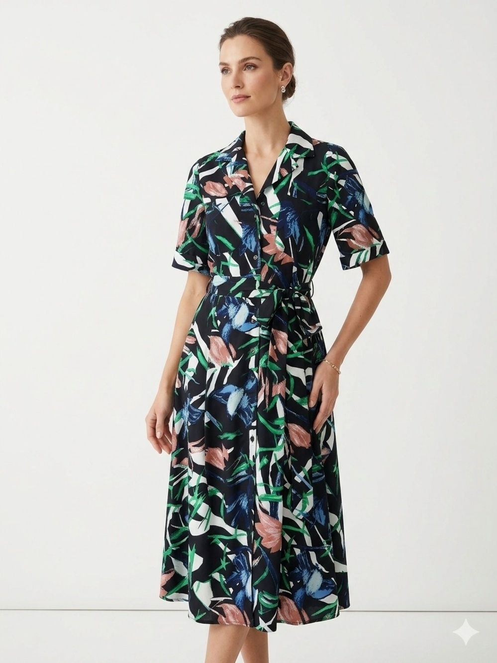 Water Baker Valencia Button front shirt dress midnight